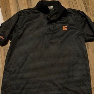 Black Polo Shirt with Orange Logo